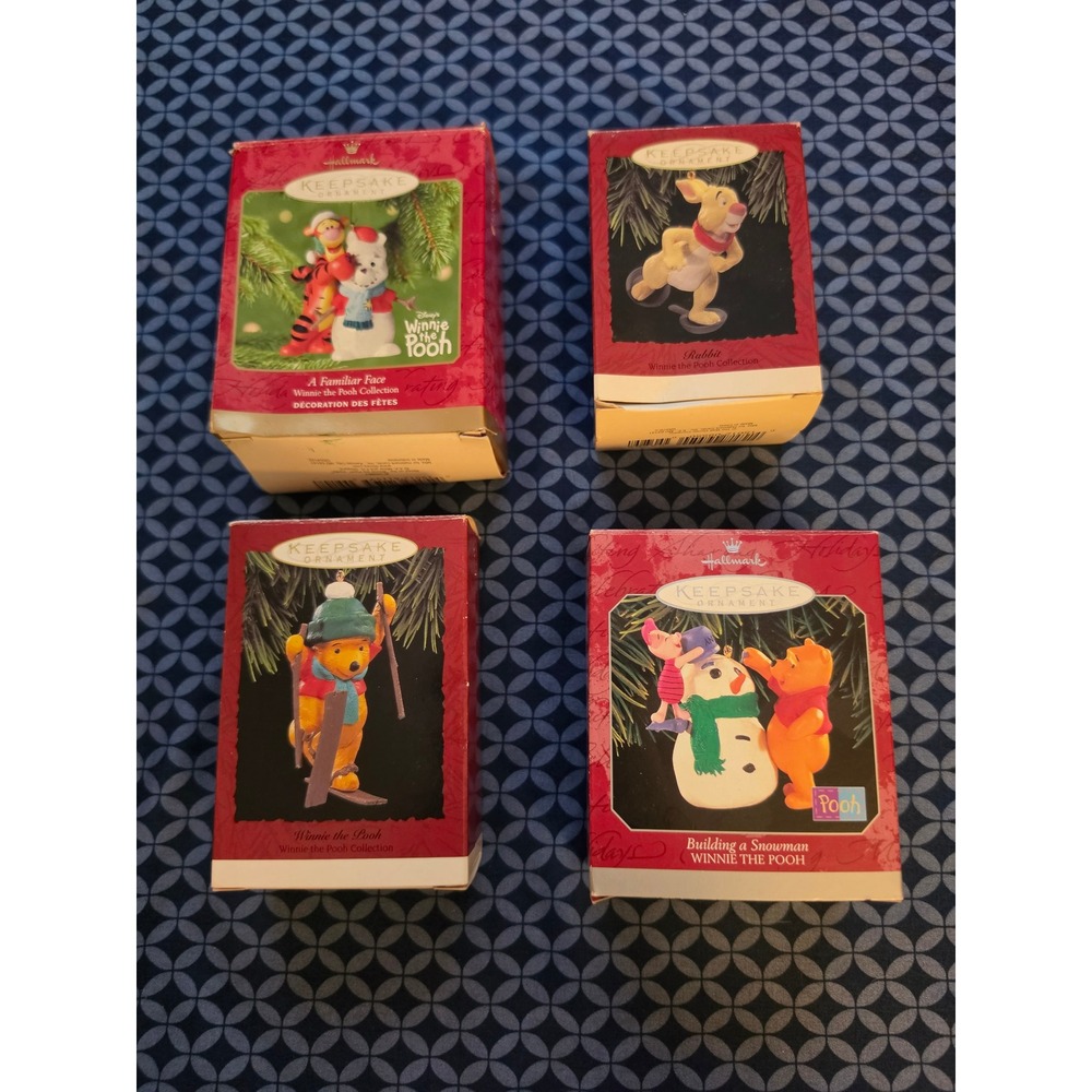 Hallmark Keepsake Winnie the Pooh Ornament Lot of 4 Tigger Piglet Rabbit Vintage